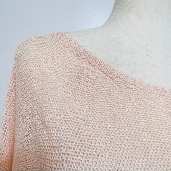 NWT Eileen Fisher Ballet Neck Box Top Shell Peach M Linen Mini Tape Long Sleeve - Picture 2 of 12